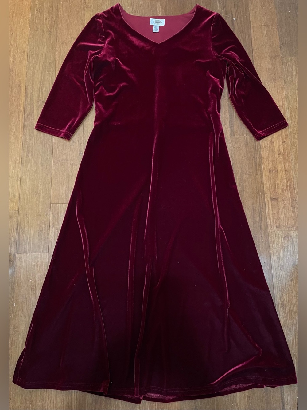 Talbots Dress Vintage Velvet M Burgundy Wine Midi Holiday Elegant